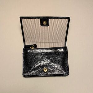 Margot Black Leather Compact Card Case mini Wallet